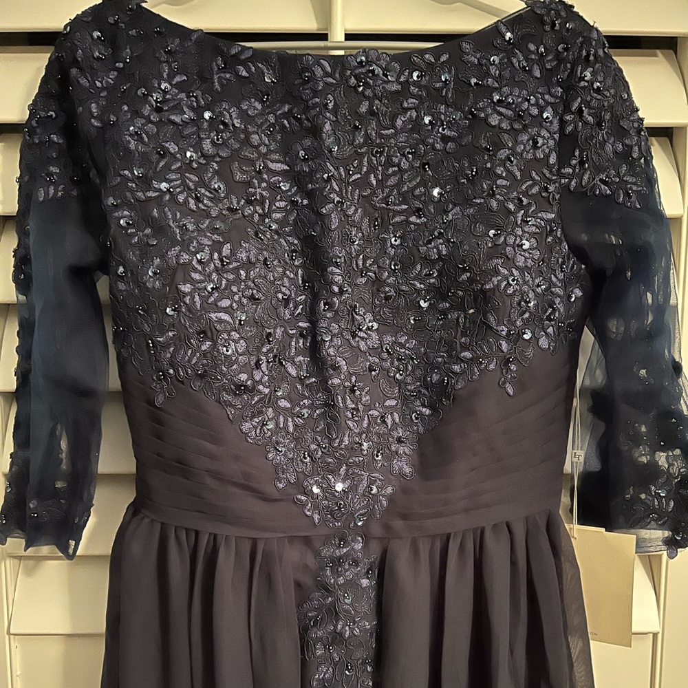 Sophisticated Long Sleeve Navy Dress - Picture 3 of 8